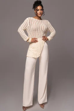 JLUXLABEL Cream Natalya Rib Knit Top