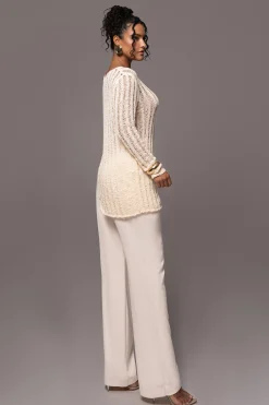 JLUXLABEL Cream Natalya Rib Knit Top
