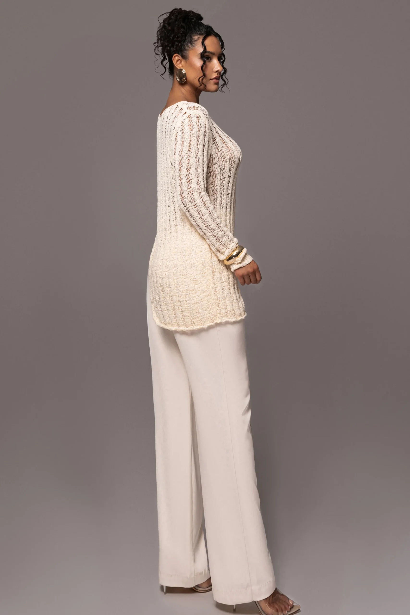 JLUXLABEL Cream Natalya Rib Knit Top