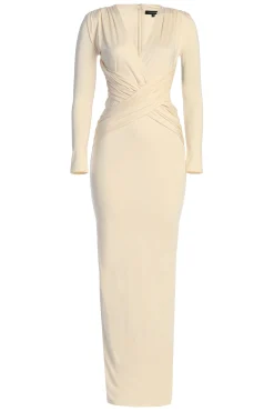 JLUXLABEL Cream Rowan Plunge Maxi Dress