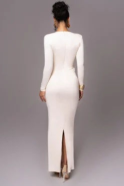 JLUXLABEL Cream Rowan Plunge Maxi Dress