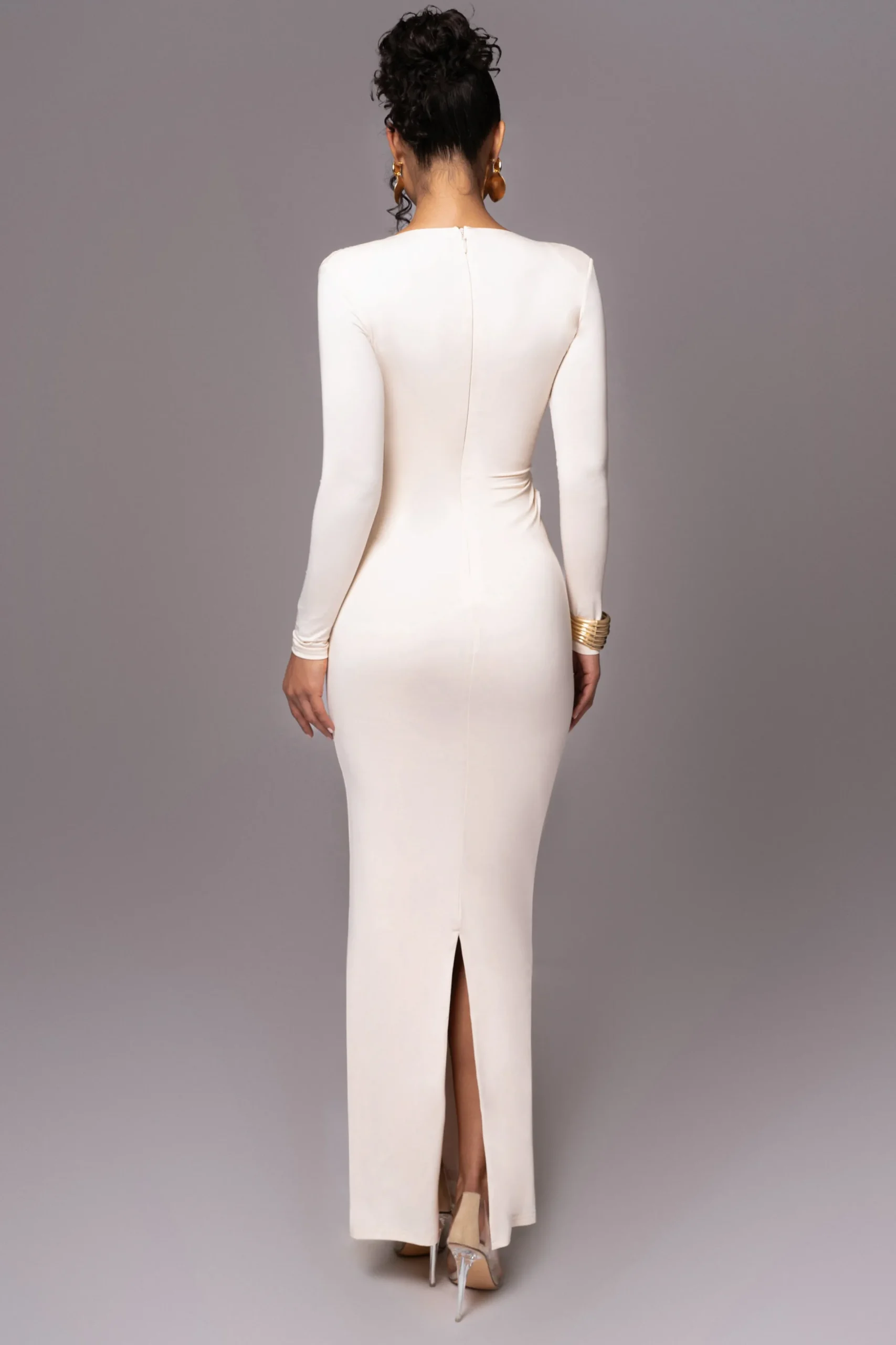 JLUXLABEL Cream Rowan Plunge Maxi Dress