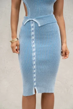 JLUXLABEL Denim/White Over The Top Skirt