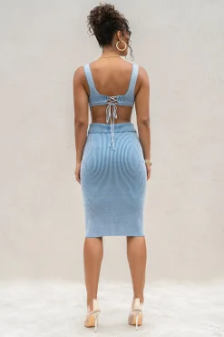 JLUXLABEL Denim/White Over The Top Skirt