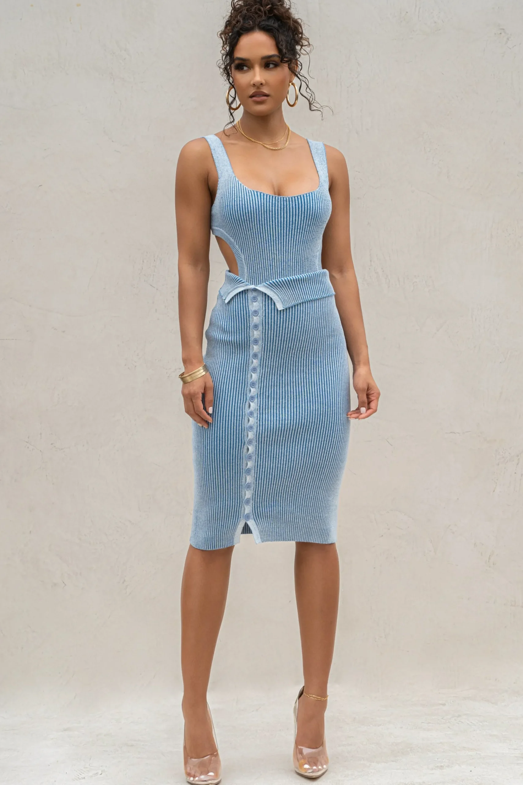 JLUXLABEL Denim/White Over The Top Skirt