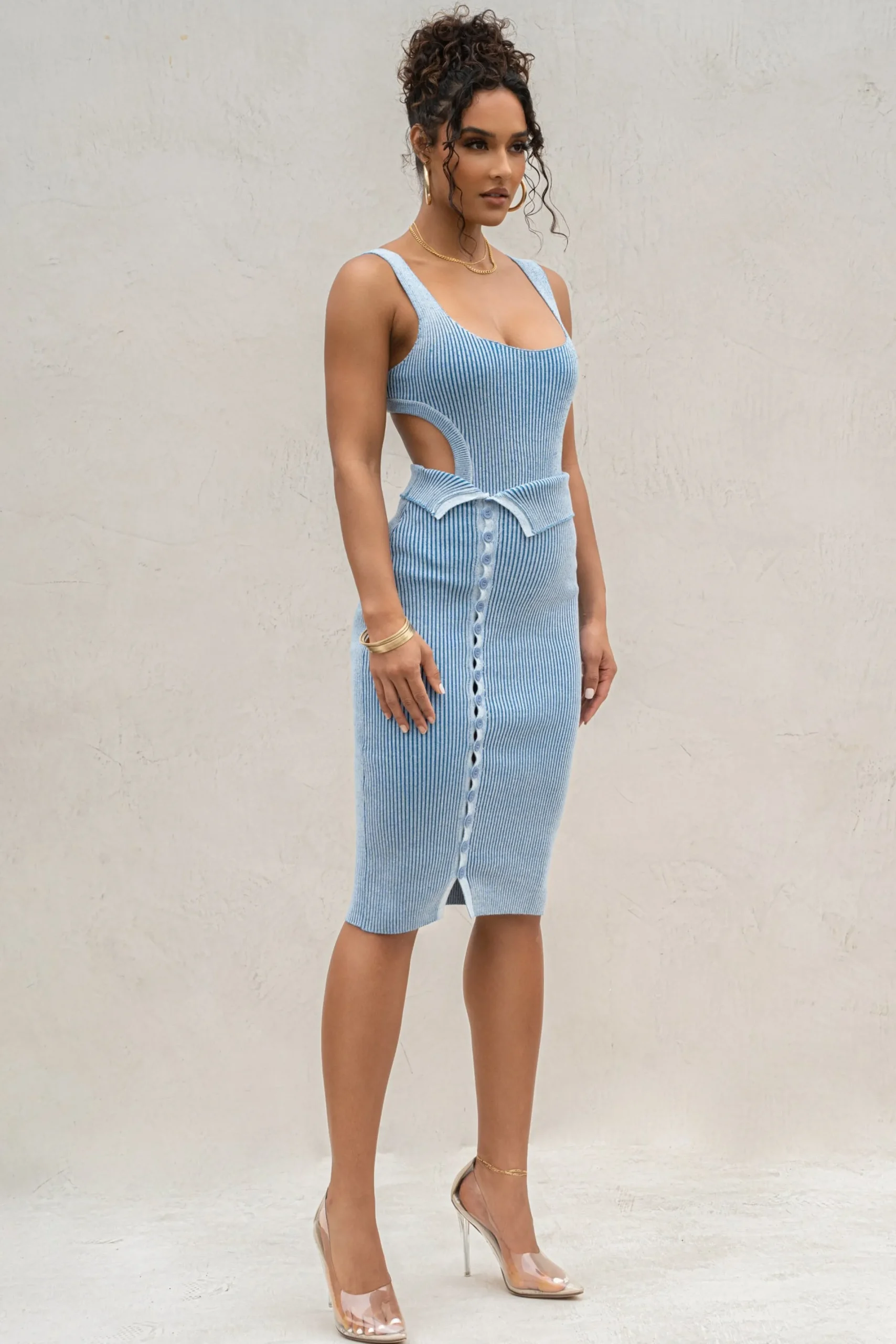 JLUXLABEL Denim/White Over The Top Skirt