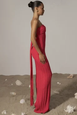 JLUXLABEL Fuchsia Blanca Strapless Maxi Dress