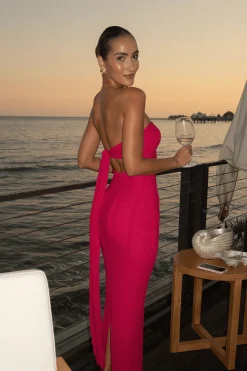 JLUXLABEL Fuchsia Blanca Strapless Maxi Dress