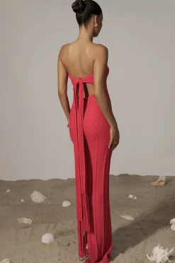 JLUXLABEL Fuchsia Blanca Strapless Maxi Dress