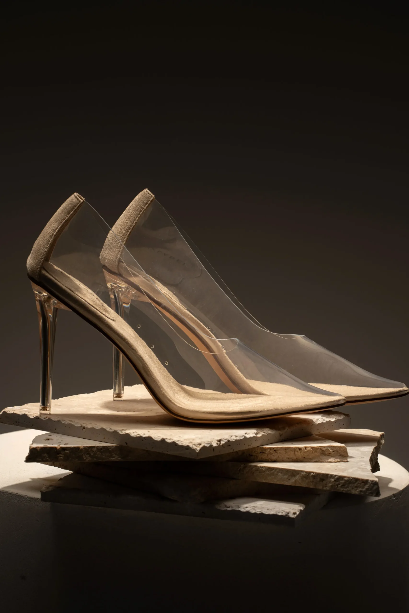 JLUXLABEL Glass Doll Clear Pumps