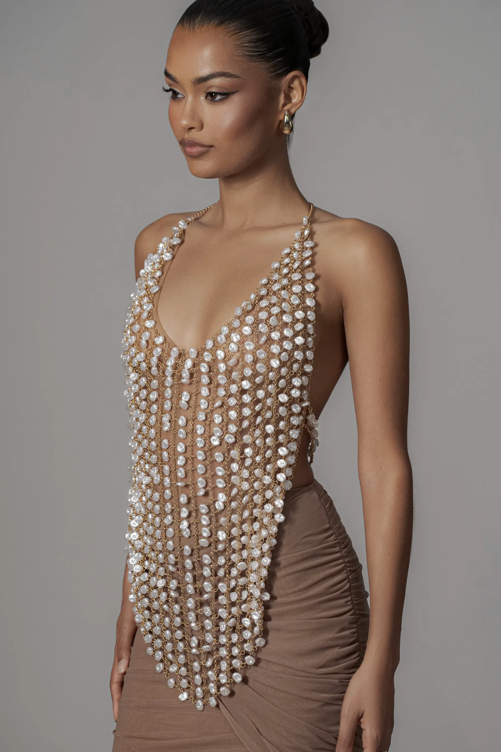 JLUXLABEL Gold Into The Sea Pearl Top