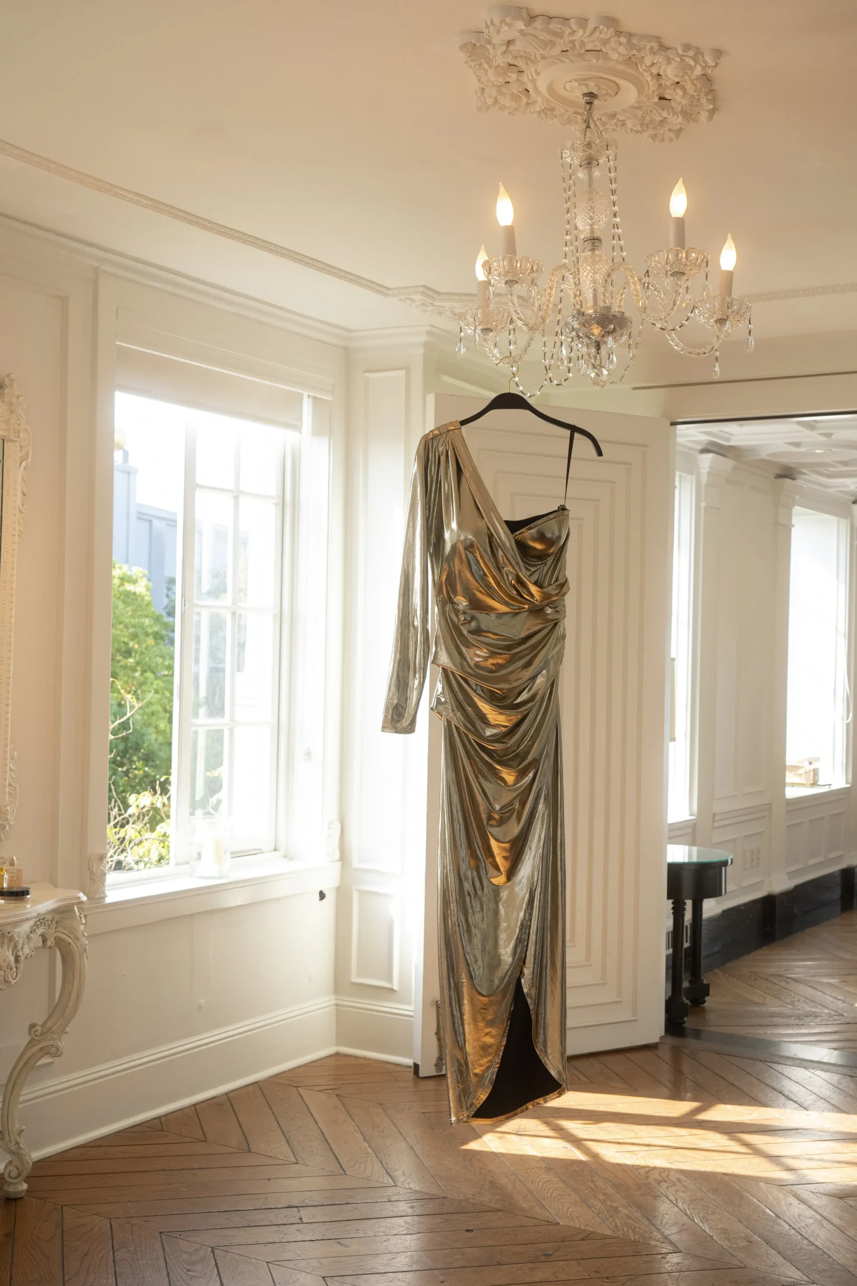 JLUXLABEL Gold Kaleah Metallic Maxi Dress
