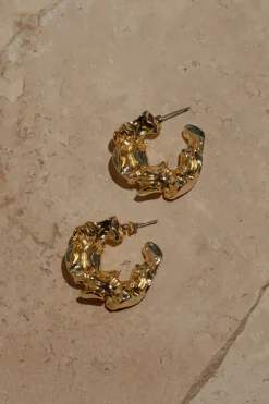JLUXLABEL Gold Luminous Open Hoop Earrings