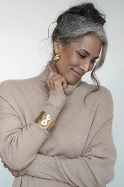 JLUXLABEL Gold Luminous Open Hoop Earrings