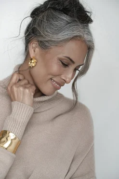 JLUXLABEL Gold Luminous Open Hoop Earrings