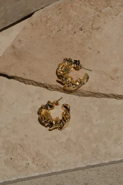 JLUXLABEL Gold Luminous Open Hoop Earrings
