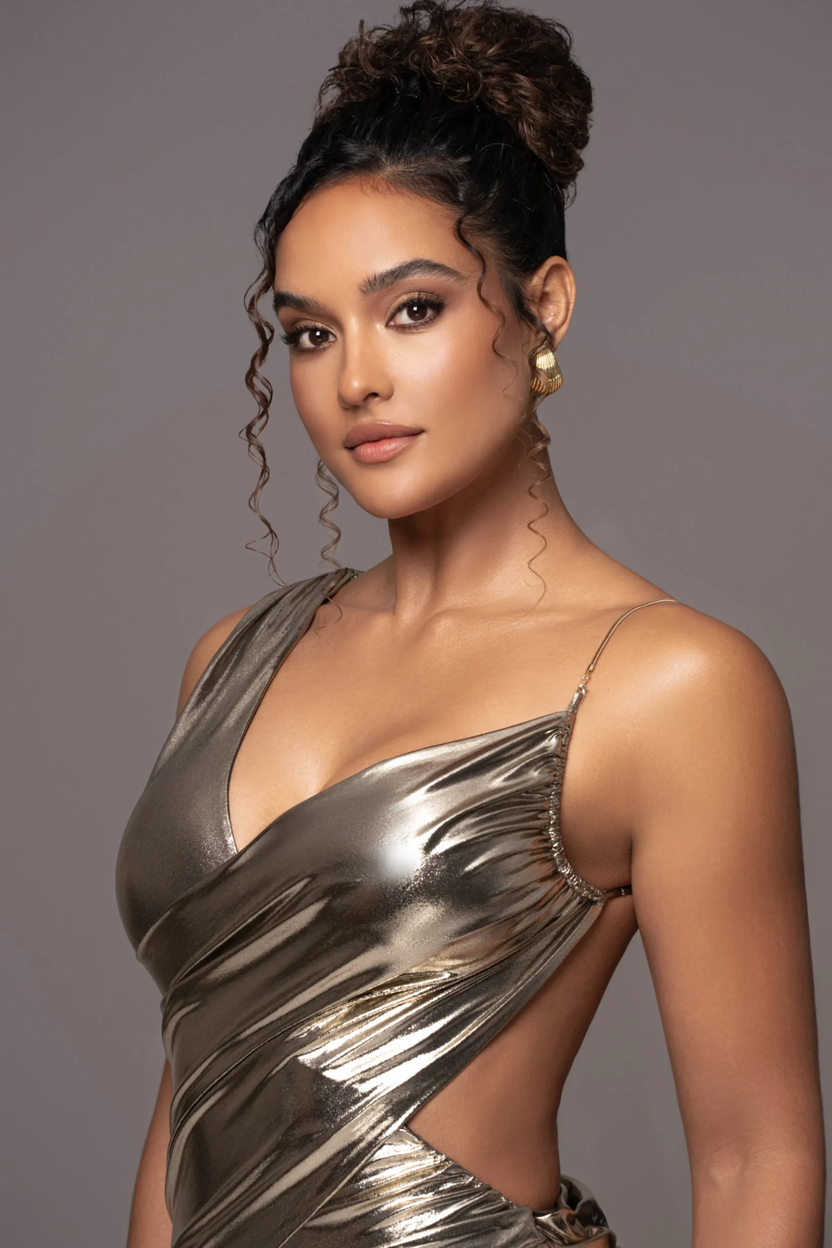 JLUXLABEL Gold Metallic Belle Maxi Dress