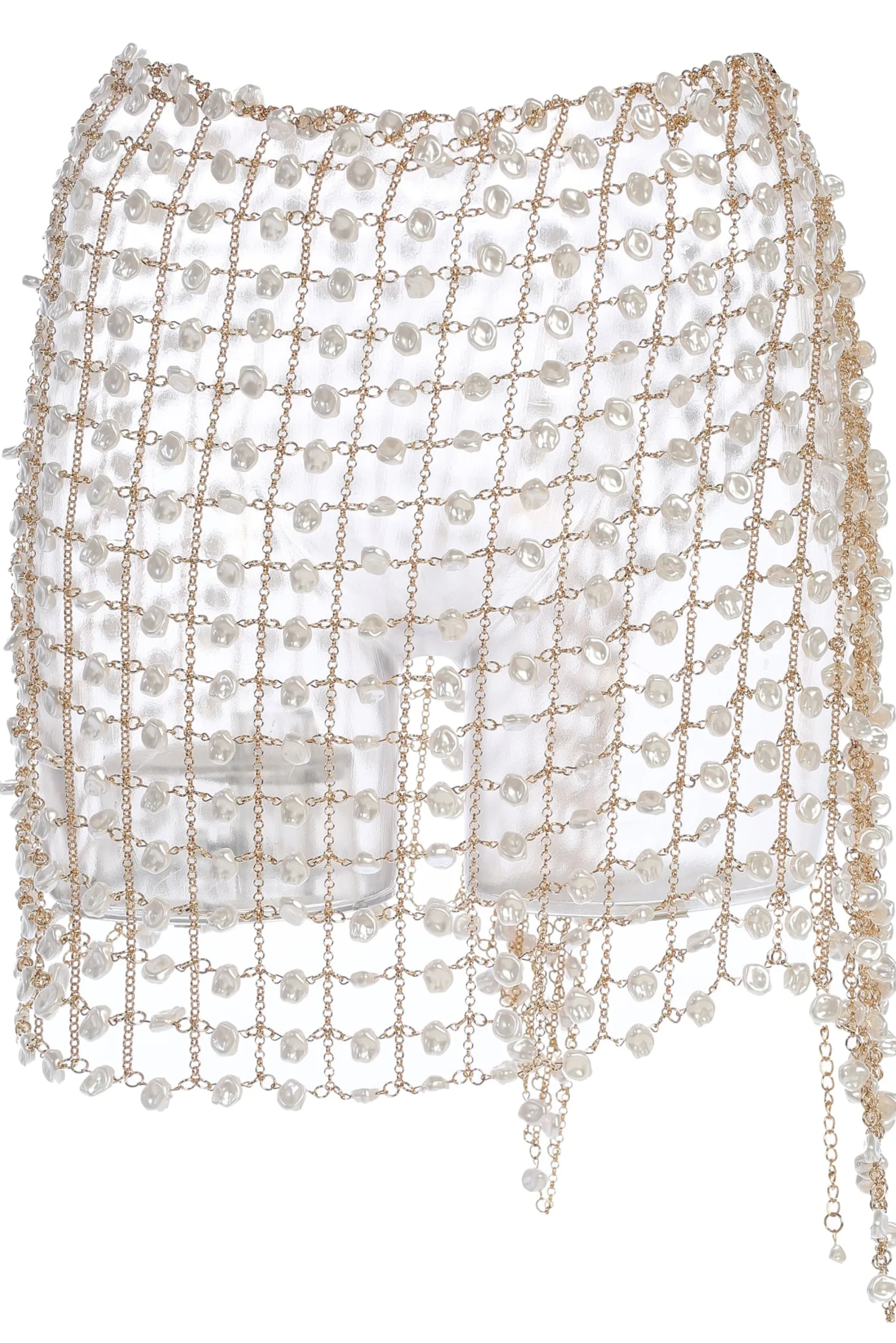 JLUXLABEL Gold Ocean Oasis Pearl Chainmail Skirt