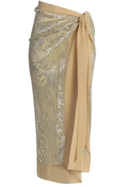 JLUXLABEL Gold Positano Printed Sarong Skirt