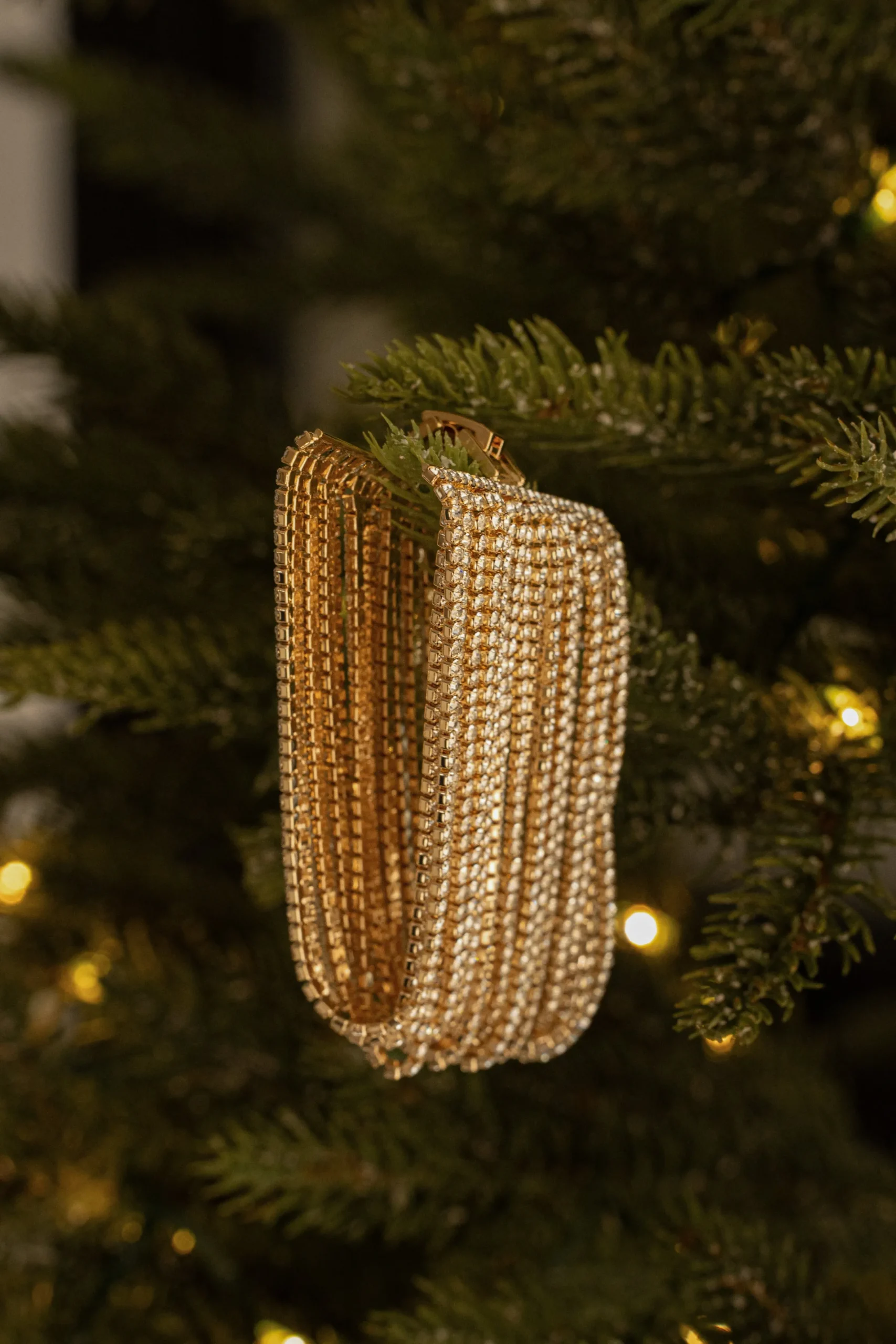 JLUXLABEL Gold Rhinestone Multi Layered Bracelet