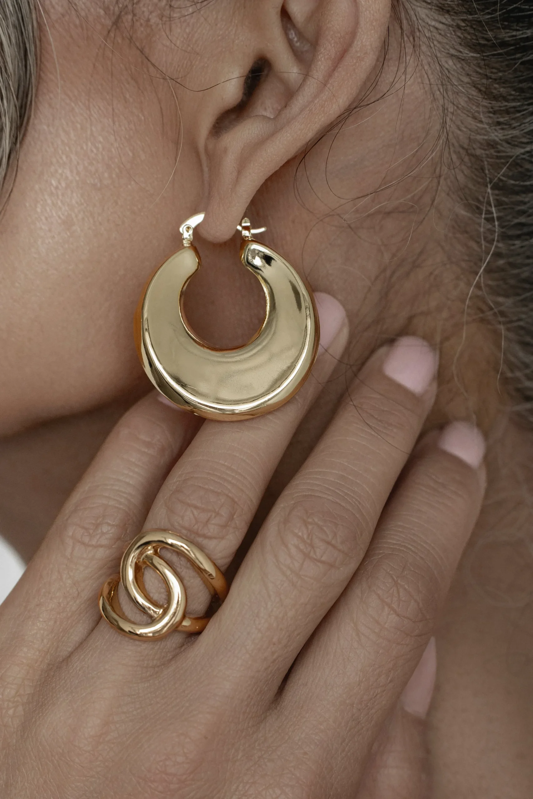JLUXLABEL Gold Royal Huggie Hoop Earrings