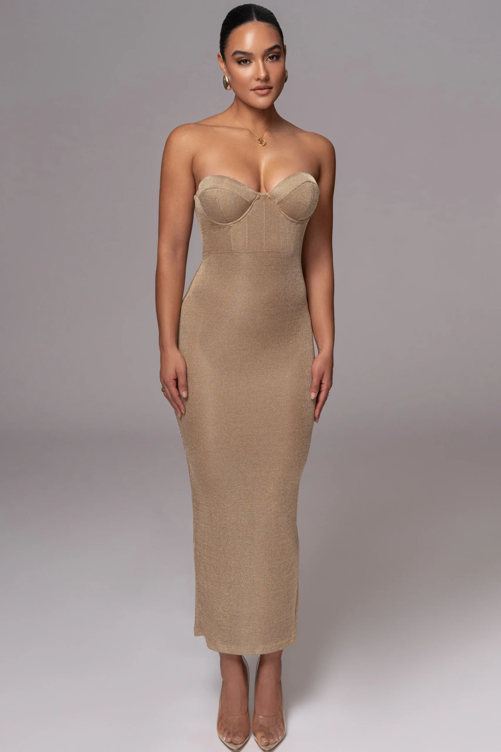 JLUXLABEL Gold Twilight Elegance Maxi Dress