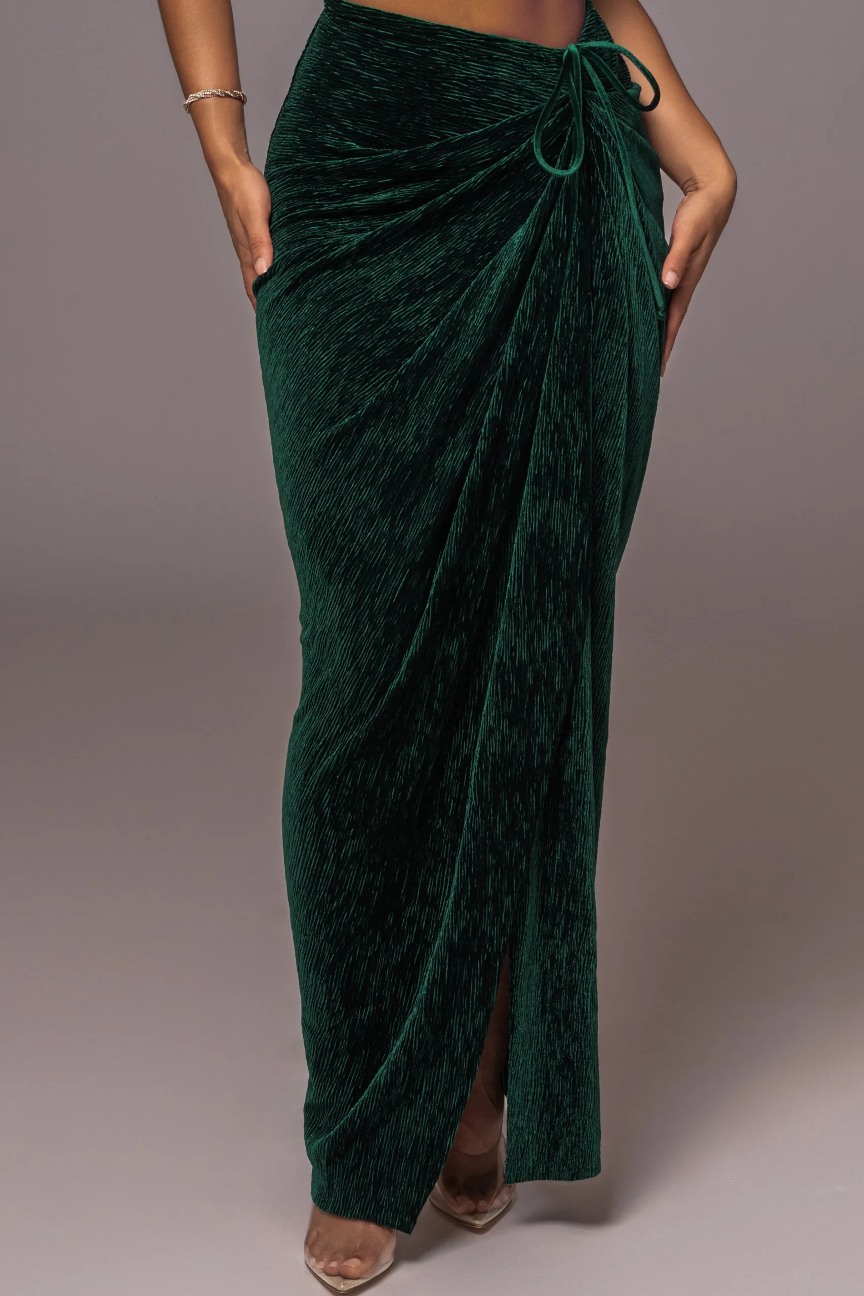 JLUXLABEL Green Chosen One Velvet Skirt Set