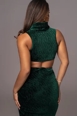 JLUXLABEL Green Chosen One Velvet Skirt Set
