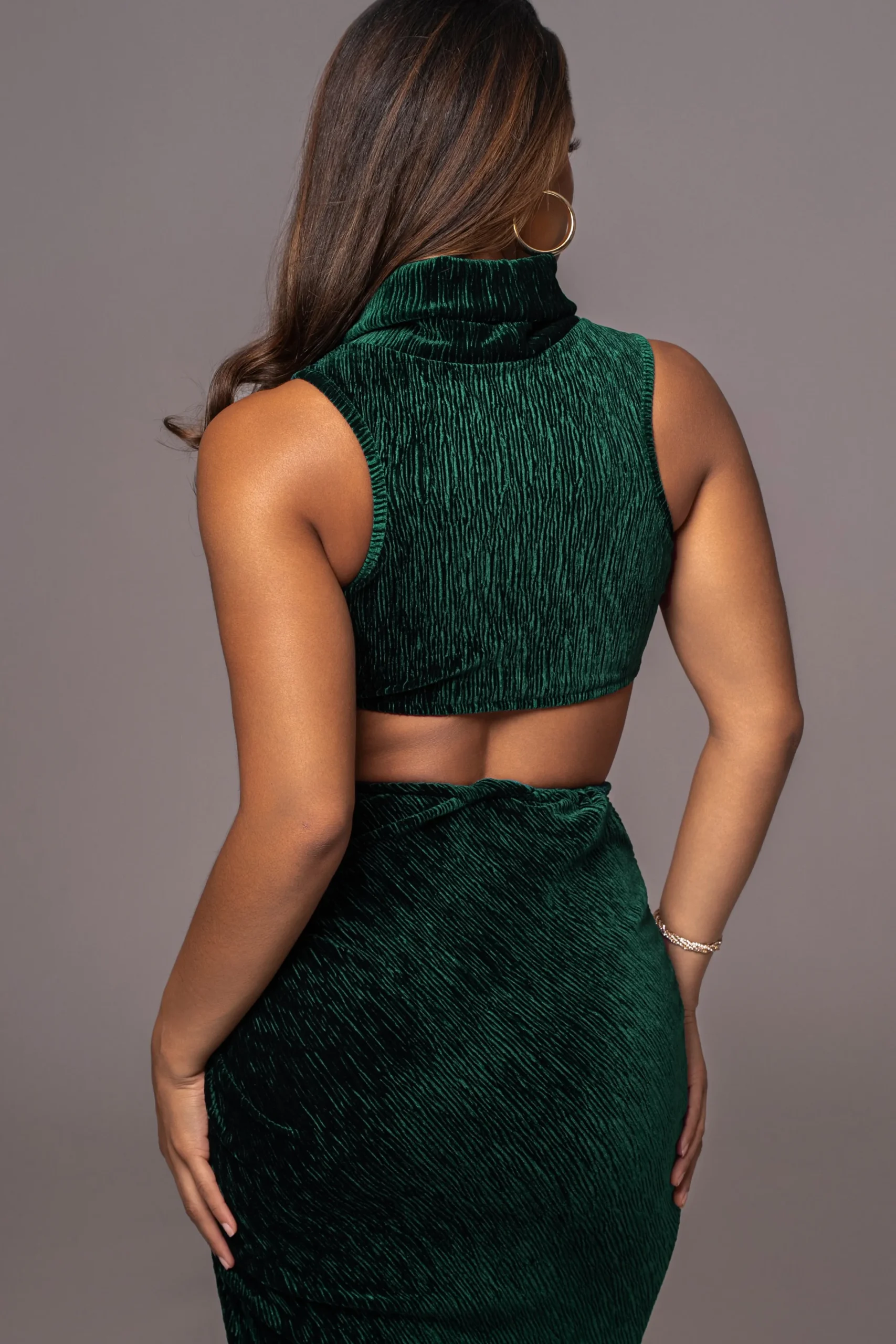 JLUXLABEL Green Chosen One Velvet Skirt Set