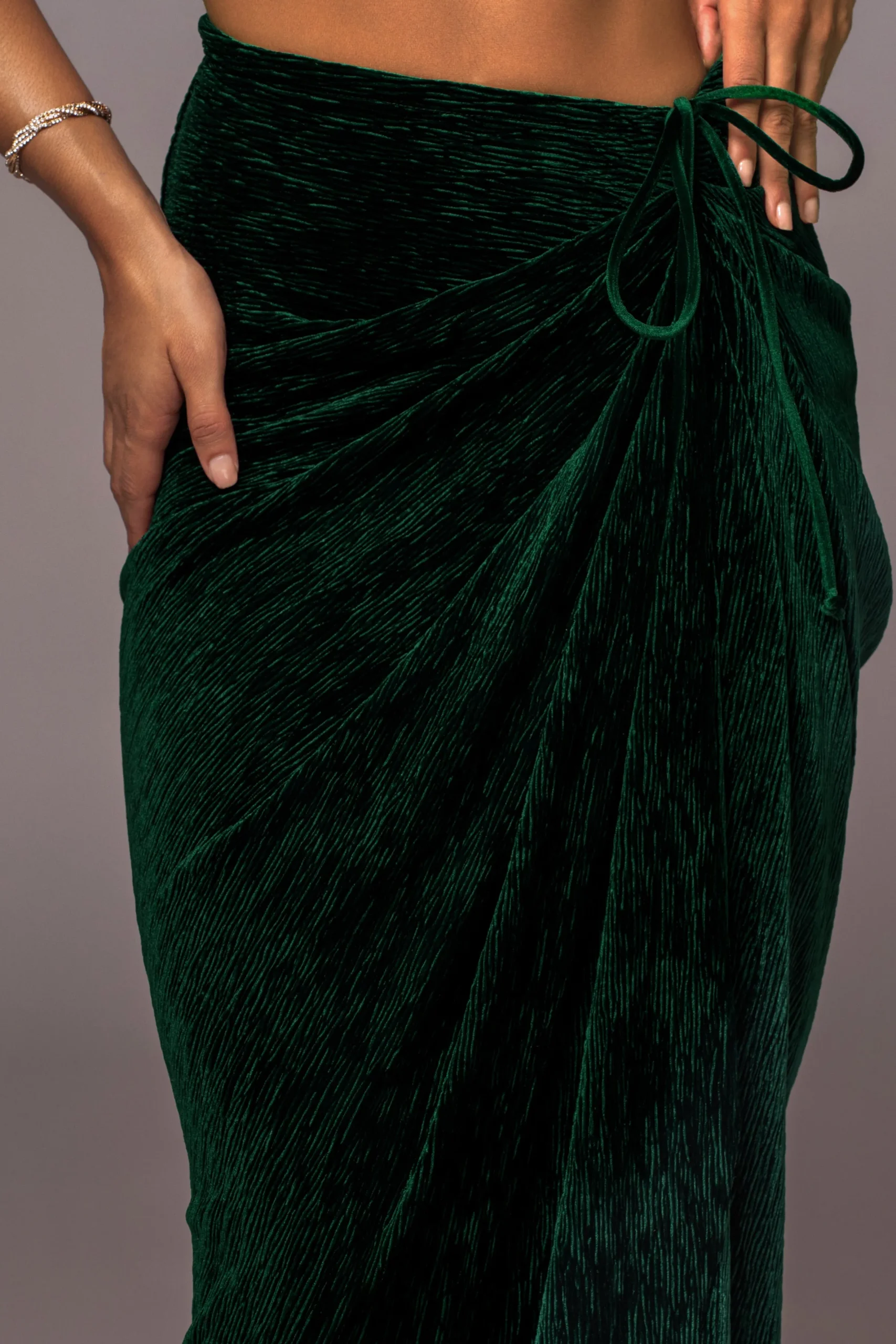 JLUXLABEL Green Chosen One Velvet Skirt Set