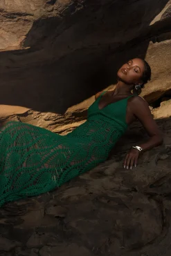 JLUXLABEL Green Great Escape Crochet Maxi Dress