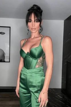 JLUXLABEL Green Incomparable Lace Bodysuit