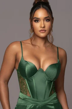JLUXLABEL Green Incomparable Lace Bodysuit