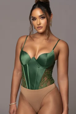 JLUXLABEL Green Incomparable Lace Bodysuit