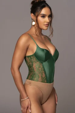 JLUXLABEL Green Incomparable Lace Bodysuit