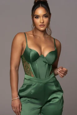 JLUXLABEL Green Incomparable Lace Bodysuit
