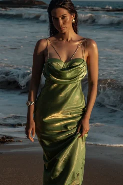 JLUXLABEL Green Iridescent Visions Of You Dress