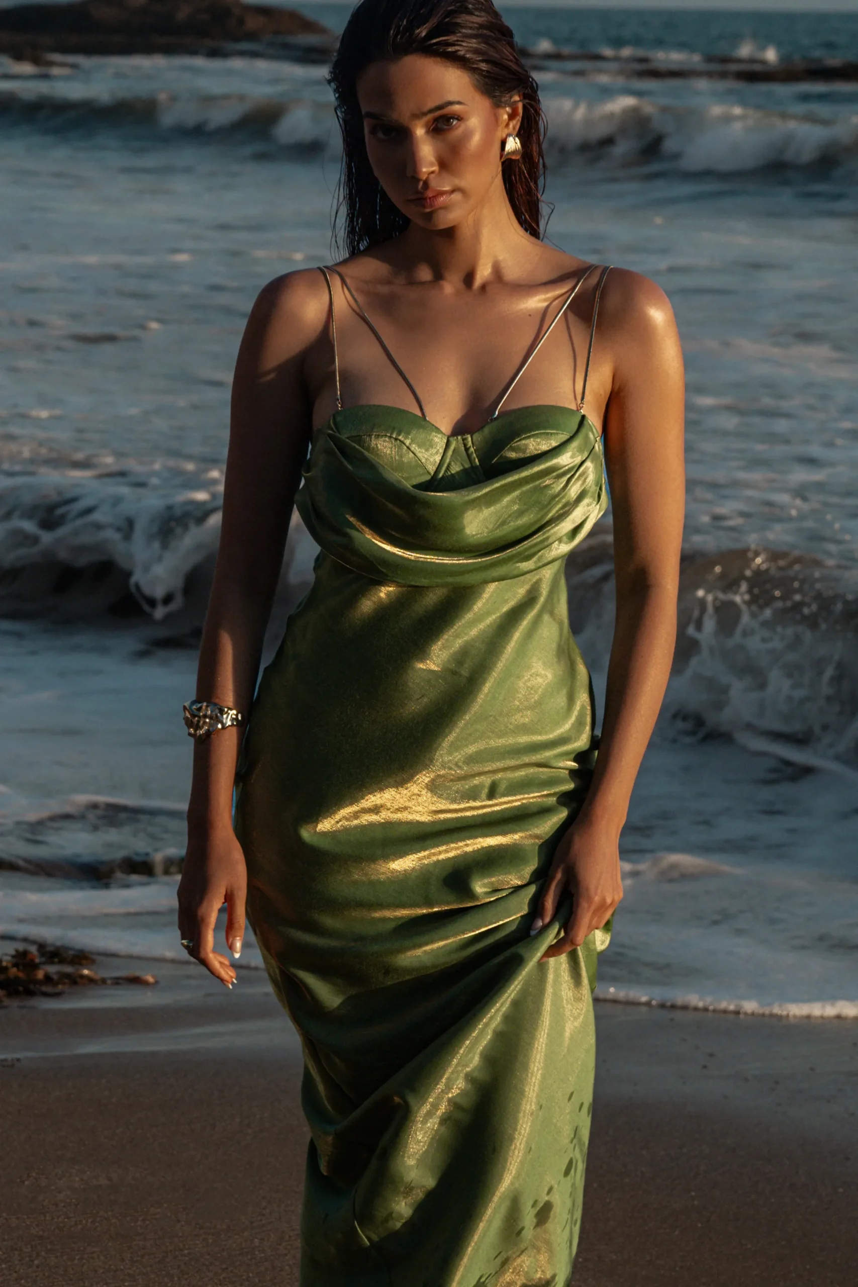 JLUXLABEL Green Iridescent Visions Of You Dress