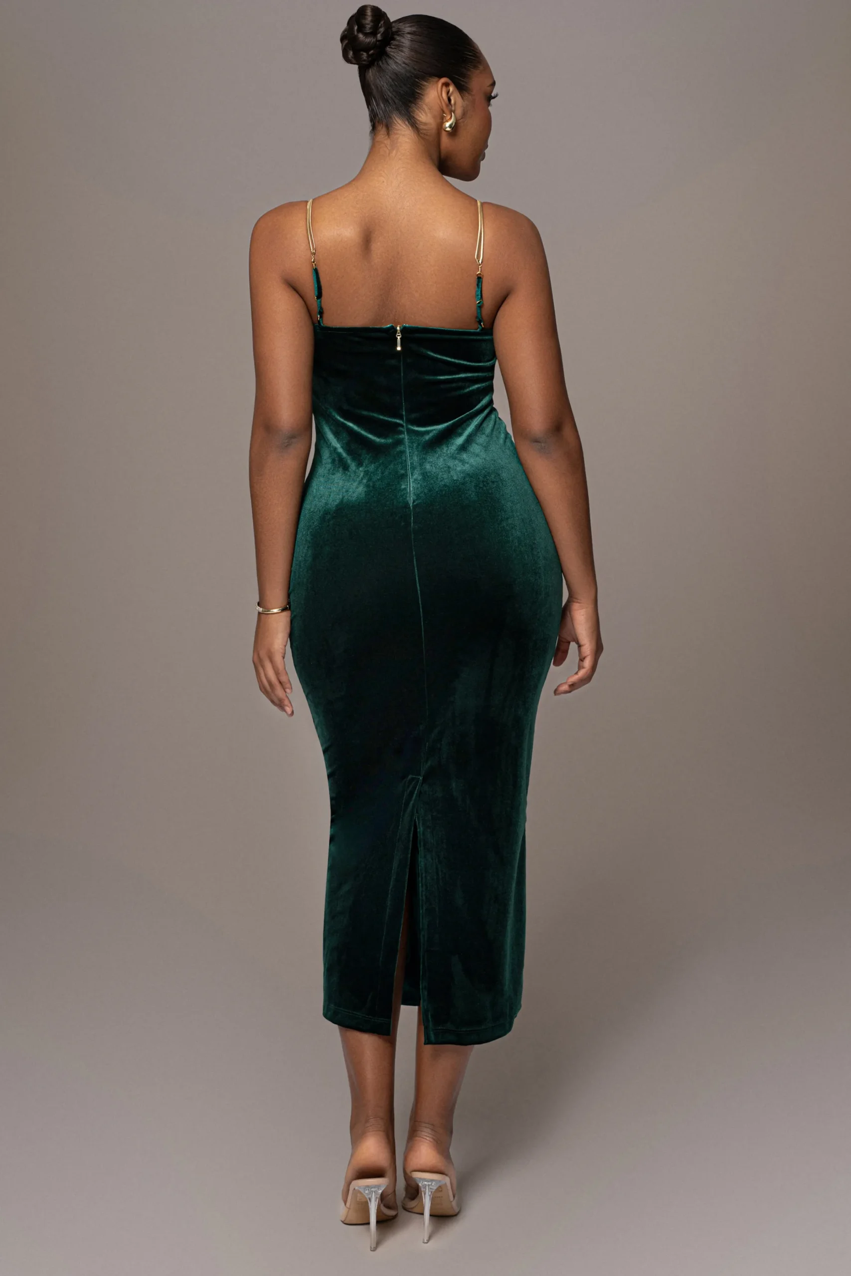JLUXLABEL Green JOSANNA VELVET MIDI DRESS