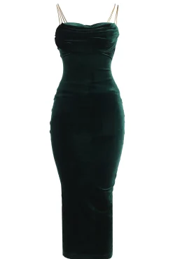 JLUXLABEL Green JOSANNA VELVET MIDI DRESS