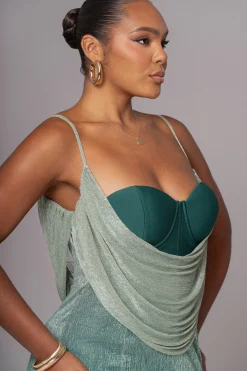 JLUXLABEL Green Shimmery Nights Maxi Dress