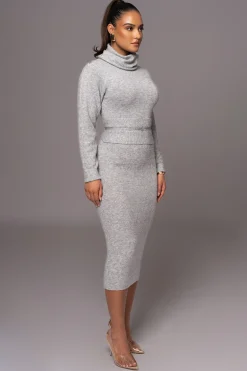 JLUXLABEL Grey Aubrey Turtleneck Sweater Dress