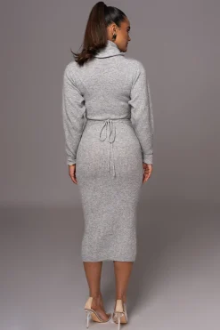 JLUXLABEL Grey Aubrey Turtleneck Sweater Dress