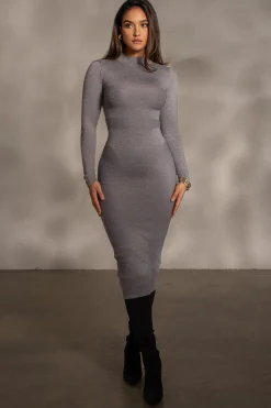 JLUXLABEL Grey Dakotah Midi Dress