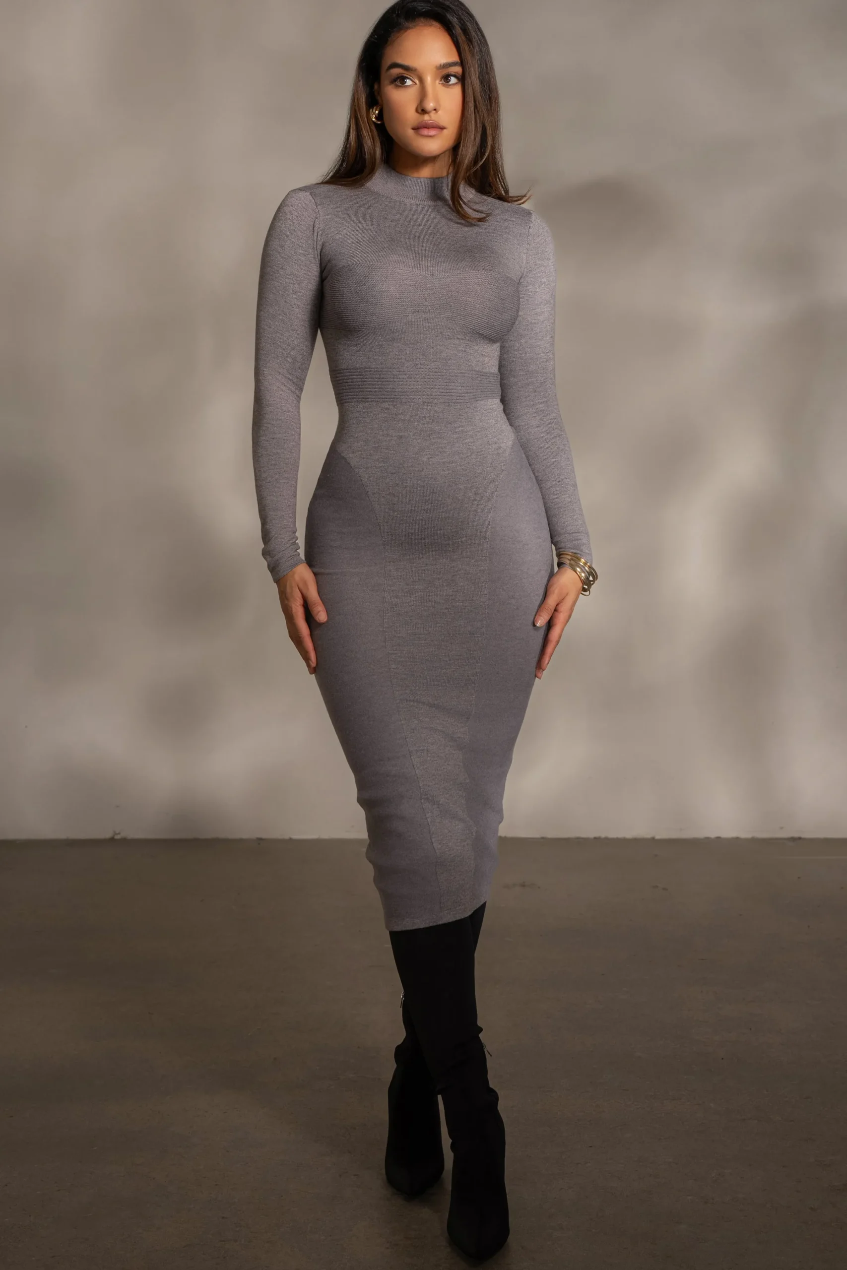 JLUXLABEL Grey Dakotah Midi Dress