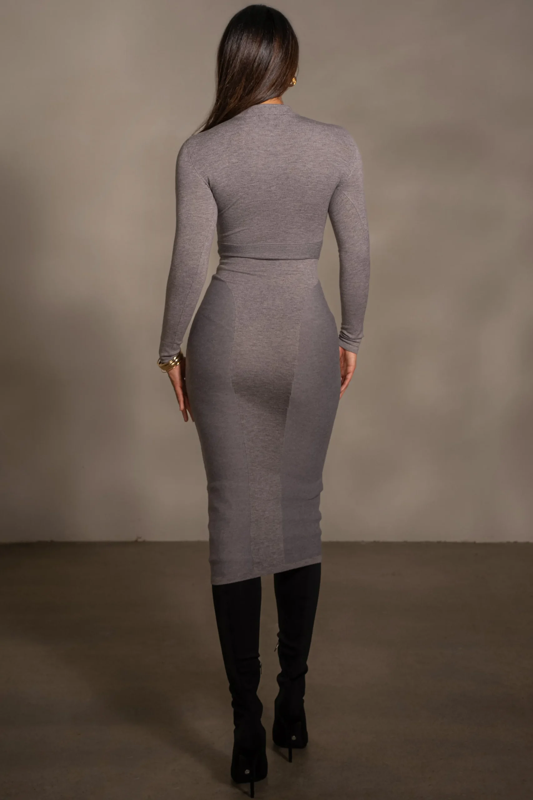 JLUXLABEL Grey Dakotah Midi Dress