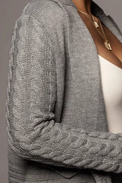 JLUXLABEL Grey Evana Cable Knit Cardigan