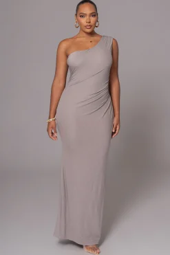 JLUXLABEL Grey Kianna Drape Maxi Dress