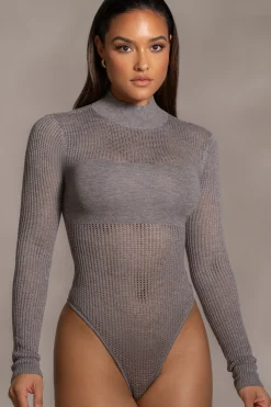 JLUXLABEL Grey Klaudette Knit Bodysuit