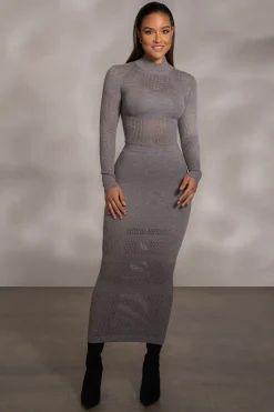 JLUXLABEL Grey Lina Knit Maxi Skirt